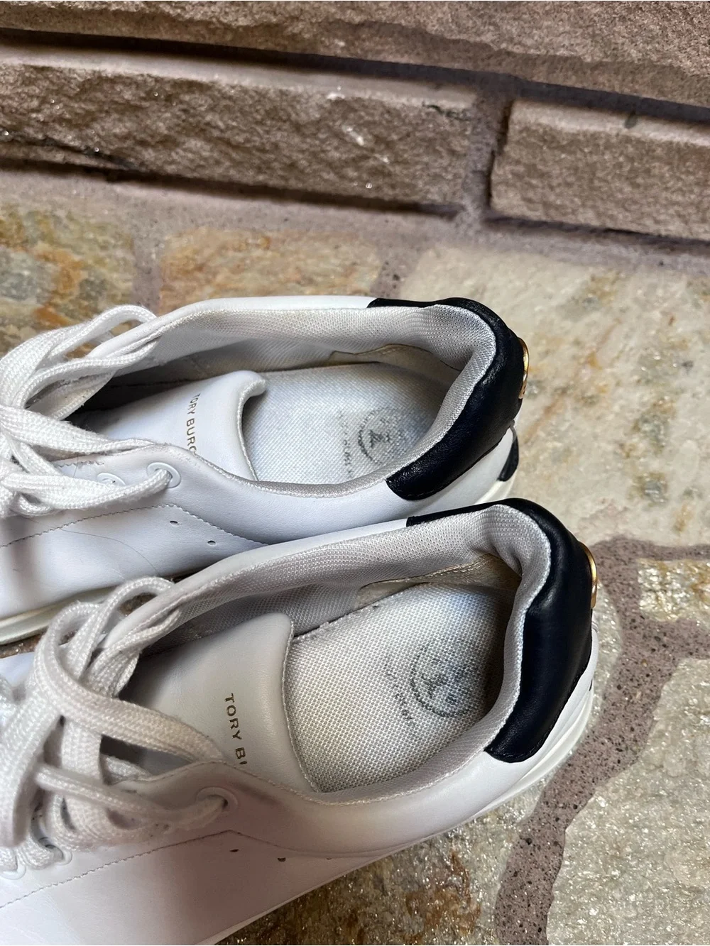 Tory Burch Howell Court leather sneakers Gold Logo Back White 8
